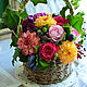  корзина с цветами из холодного фарфора, Композиции, Владивосток,  Фото №1