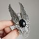 Silver angel ring with Black onyx and wings, Rings, Yalta,  Фото №1