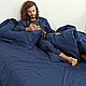 Order The bed linen is satin blue.Double Euro size. felicia-postel (felicia-postel). Livemaster. . Bedding sets Фото №3