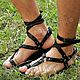 Order Mens Greek Sandals black full grain leather. Katorina Rukodelnica HandMadeButik. Livemaster. . Sandals Фото №3