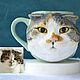 Кружка с портретом кота, кошки. Кружки и чашки. Zifadecor. Интернет-магазин Ярмарка Мастеров.  Фото №2