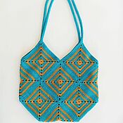 Сумки и аксессуары handmade. Livemaster - original item Crossbody bag: Bag knitted turquoise granny square. Handmade.