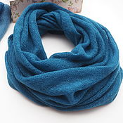 Аксессуары handmade. Livemaster - original item Snood knitted scarf for women from kid mohair in two turns blue. Handmade.