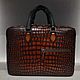 Bag-briefcase, men's crocodile skin, in maroon color. Men\'s bag. SHOES&BAGS. Online shopping on My Livemaster.  Фото №2