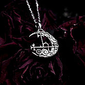 Украшения handmade. Livemaster - original item Moon Lilith — silver pendant with a silver chain from the bone. Handmade.