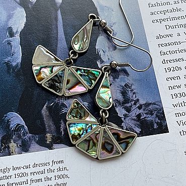 Винтаж ручной работы. Ярмарка Мастеров - ручная работа Винтаж: Mexico. Abalone. Earrings. ShEOctC4.. Handmade.