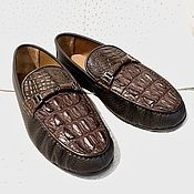 Обувь ручной работы handmade. Livemaster - original item Men`s moccasins, made of crocodile leather and perforated leather on the sides.. Handmade.