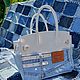 Джинсовая кожаная сумка в стиле Birkin 25. My Handmade. Классическая сумка. Magic denim in art. Интернет-магазин Ярмарка Мастеров.  Фото №2