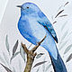 'Ultramarine' watercolor painting (birds, blue, light blue). Pictures. Nadezda Perova. My Livemaster. Фото №4