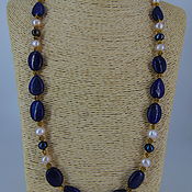 Украшения handmade. Livemaster - original item Pearl beads with lapis lazuli 