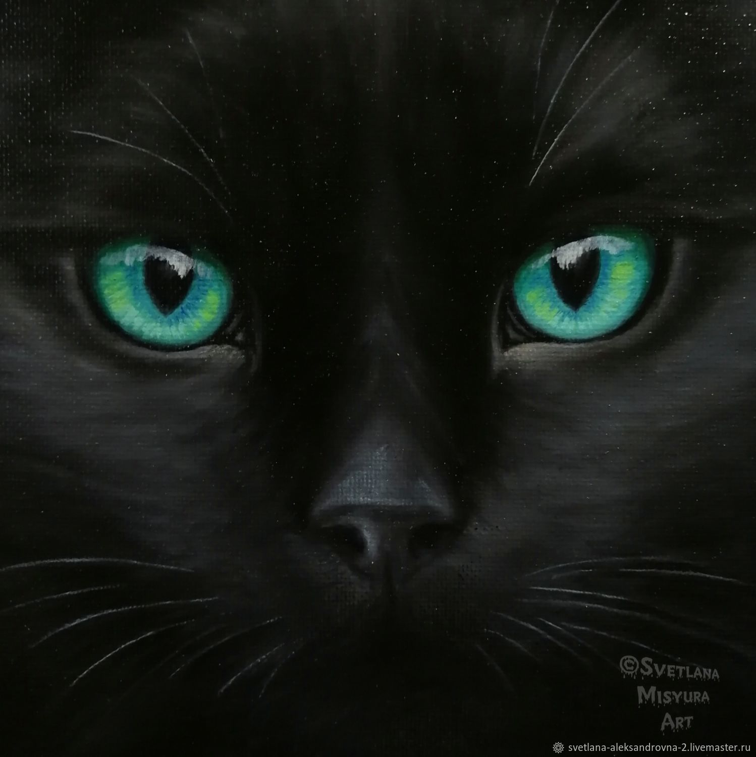 Картины: Чёрная кошка с зелёными глазами в интернет-магазине Ярмарка  Мастеров по цене 5000 ₽ – O7TS4RU | Картины, Ставрополь - доставка по России