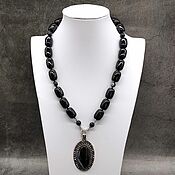 Украшения handmade. Livemaster - original item Natural Black Agate Necklace with Pendant. Handmade.