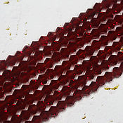 Материалы для творчества handmade. Livemaster - original item Biconuses 3 mm 60 pcs on a string Dark red. Handmade.