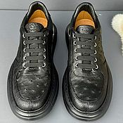 Обувь ручной работы handmade. Livemaster - original item Sneakers made of genuine ostrich leather, in black, model unisex!. Handmade.
