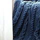 Плед темно синий для спальни вязаный ручная работа Гроза. Пледы. Pompon - вязаный текстиль для дома. Ярмарка Мастеров.  Фото №5