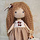 Little doll Katya. Interior doll with brown eyes in beige dress. Dolls. CountryKids - doll with a soul. My Livemaster. Фото №4