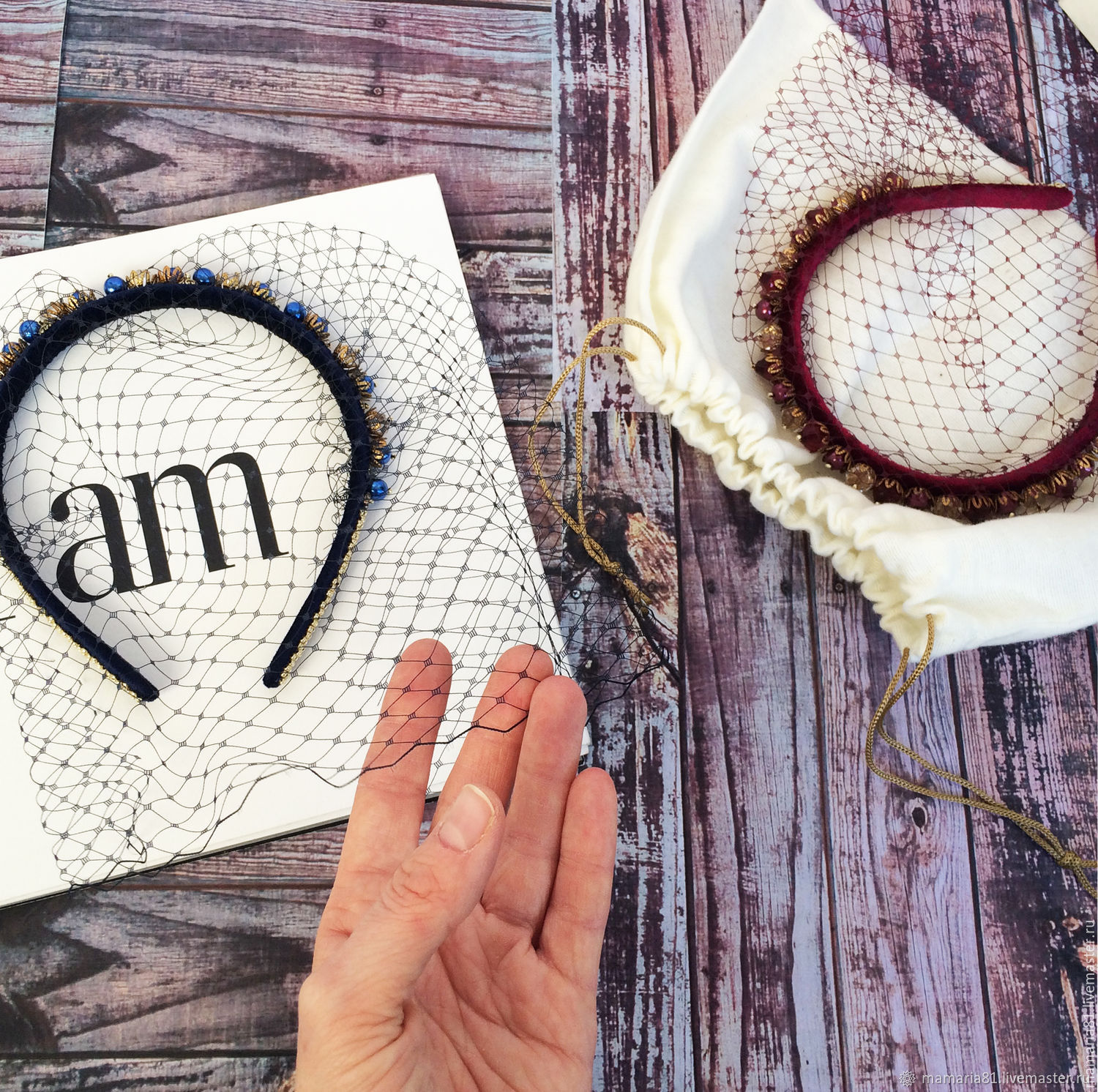 Ободок с вуалью "Ночь нежна" в интернет-магазине на Ярмарке Мастеров ...