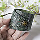 Emerald green leather bracelet for women ladies with snap closure. Cuff bracelet. Two Starlings. My Livemaster. Фото №4