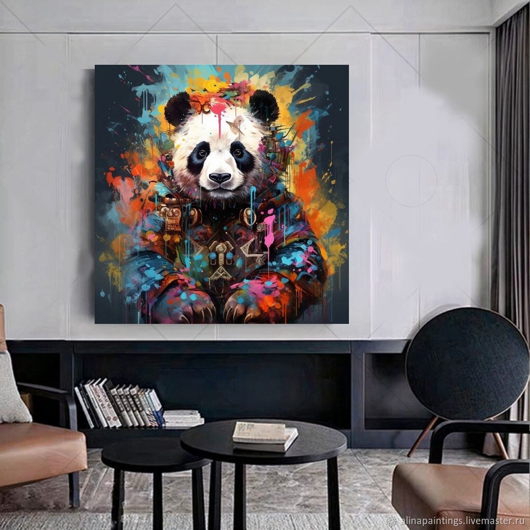Яркая картина маслом панда Современные картины Заказать картину маслом ...