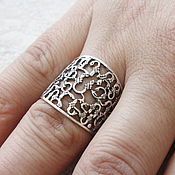 Украшения handmade. Livemaster - original item A wide ring made of 925 sterling silver with the Armenian alphabet SS0066. Handmade.
