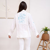 Одежда handmade. Livemaster - original item White linen shirt with embroidery 