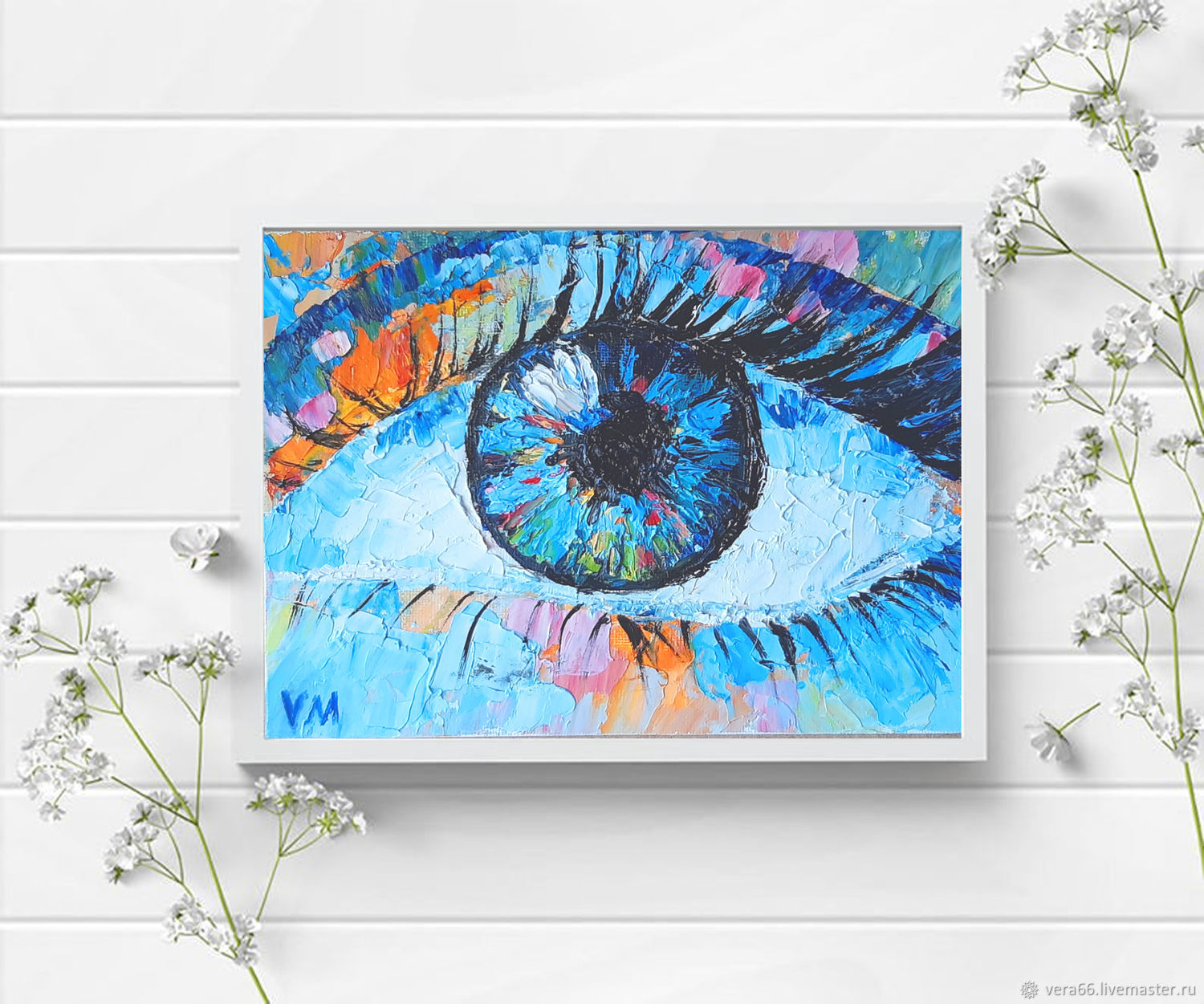 Картина Глаз Многоцветная живопись Масло Холст на картоне 15х20 см ...