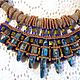  Blue Spikes. A primitive necklace made of linen threads. Necklace. IrinaSkripkaMBeads. My Livemaster. Фото №6