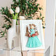 Macrame angel. Turquoise dress,  in white photo frame, Interior elements, Novosibirsk,  Фото №1