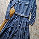Order Long blue linen dress with long sleeves. ZanKa. Livemaster. . Dresses Фото №3