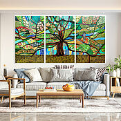 Картины и панно handmade. Livemaster - original item The tree of life. Large interior green painting abstraction. Handmade.