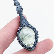 Украшения handmade. Livemaster - original item Pendant Prenite Pendant Natural Stone Grey Green Braided Pendant. Handmade.