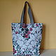 Grey Beach Bag Floral Shopper Fabric Tote. Beach bag. mechty-o-lete. My Livemaster. Фото №4