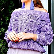 Одежда handmade. Livemaster - original item Lavender sweater with dropped shoulders with bumps. Handmade.
