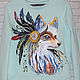 Sweatshirt sweatshirt 'Indian Fox' hand painted, Jumpers, St. Petersburg,  Фото №1