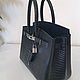 Заказать Сумка в стиле Birkin 30 из натуральной кожи с тиснением Croco baby. Magic denim in art. Ярмарка Мастеров. . Классическая сумка Фото №3