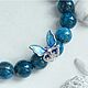 Blue butterfly bracelet, apatite, silver. Bead bracelet. PANDA Stories Store. Интернет-магазин Ярмарка Мастеров.  Фото №2
