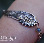 Украшения handmade. Livemaster - original item Silver plated Bracelet "Unis" Labradorite, Wings. Handmade.