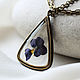 Triangular pendant.Transparent pendant with purple flower.Pendant with flowers, Pendant, Samara,  Фото №1