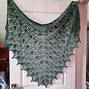Аксессуары handmade. Livemaster - original item Silk shawl knitted openwork of buret silk green cape. Handmade.