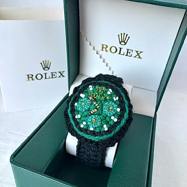 Украшения ручной работы. Ярмарка Мастеров - ручная работа Вязаные часы Rolex Black. Handmade.