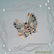 Украшения handmade. Livemaster - original item Butterfly ring gold 585, diamonds, sapphires.. Handmade.