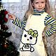Белое вязаное платье-сарафан на девочку "Котёнок Пегги", Платья, Богородск,  Фото №1