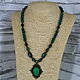 Necklace with chrysocolla and obsidian pendant. Necklace. Magic box. My Livemaster. Фото №6
