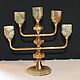Beautiful five-candle holder made of onyx and brass, Vintage interior, Moscow,  Фото №1