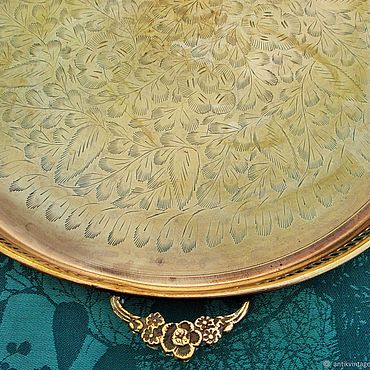 Винтаж ручной работы. Ярмарка Мастеров - ручная работа Старинный поднос блюдо Fleurs бронза латунь Арт деко Франция. Handmade.