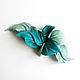 Capri Leather Flower Brooch Capri Turquoise Mint Sea Wave. Brooches. De-Si-Re. My Livemaster. Фото №5