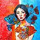 Девушка и рыбы (Girl and pisces), Картины, Кстово,  Фото №1