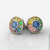 Star trek gold pin earrings with sapphires
