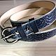 Embossed leather black belt with 'Flower garland' pattern', Straps, St. Petersburg,  Фото №1