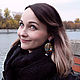 Серьги с жемчугом и росписью Закат в осенней листве. Серьги классические. Елена SAVELLE. Ярмарка Мастеров.  Фото №6